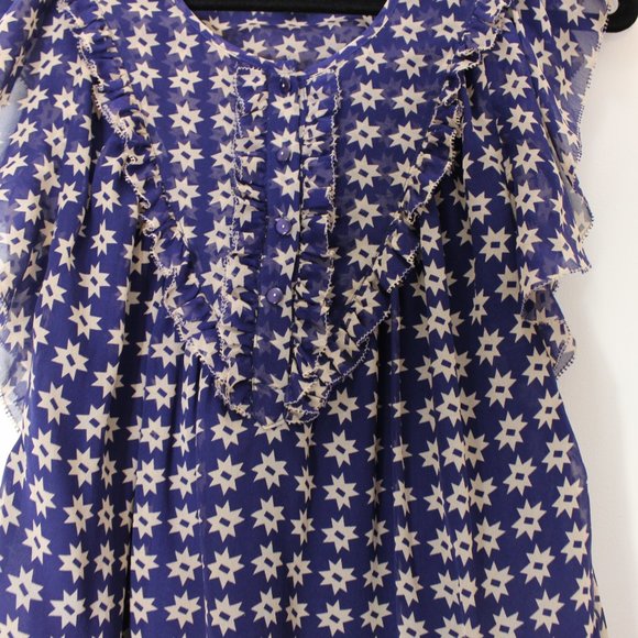 DVF 100% Silk Top Blouse Tassels Western Tank - Picture 7 of 13